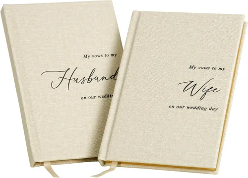Vista 10 de MUUJEE Libros de Votos de Tapa Dura (Juego de 2) – Libros de Discursos de Ceremonia de Boda con Relieve de Papel Metalizado para Renovación