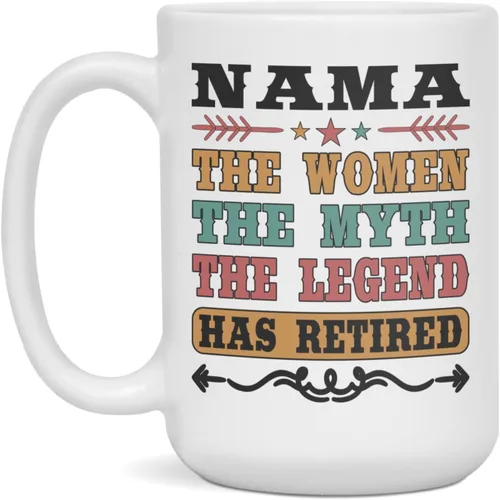 Vista 3 de Taza de jubilación para Nama The Women The Myth, Nama Retirement - Taza de jubilación de 11 onzas, color blanco