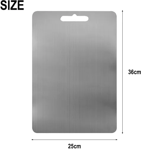 Vista 3 de Stainless Steel Cutting Board with Juice Groove and Handle Hole, Non-Warping Robust Sided Cutting Board for Meat and Vegetables (25 * 36)