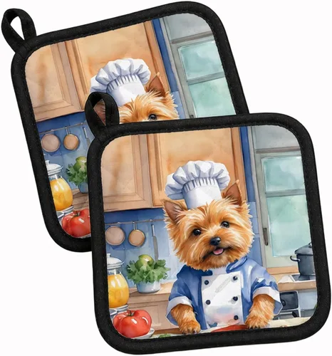 Vista 128 de Caroline's Treasures Coton de Tulear El Chef Par de Agarraderas de Ollas de Cocina Resistentes al Calor Juegos de Agarraderas de Ollas Almohadillas