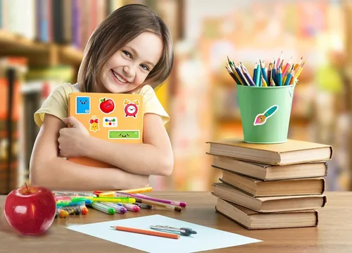 Vista 2 de WhatSign 50 calcomanías de regreso a clases: calcomanías de ciencia para el aula de jardín de infantes, vinilo impermeable, estilo de dibujos