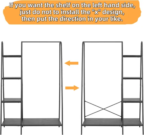 Vista 7 de Finnhomy Perchero Rústico para Ropa, Perchero para Colgar Ropa Heavy Duty Perchero para Prendas con 5 Estantes de Madera Organizador de Closet