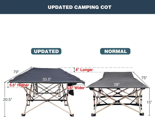 Vista 3 de REDCAMP Catres de Campamento de Tamaño Grande para Adultos 500lbs, 33.5'' Catres para Dormir Extra Anchos y Altos Resistentes, Catres XL Portátiles