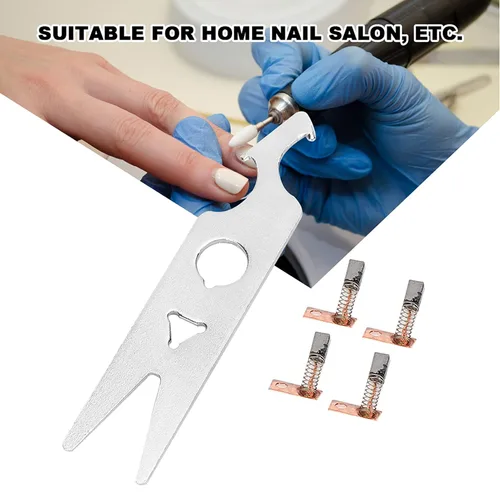 Vista 3 de Herramientas de manicura para taladro de uñas, 2 pares de llaves de cepillo de carbono, juego de taladro de uñas, pieza de mano, pieza de repuesto