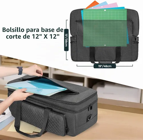 Vista 3 de LUXJA Estuche de transporte de doble capa compatible con máquina troqueladora Cricut, bolsa de 2 capas compatible con Cricut Explore Air (Air 2)
