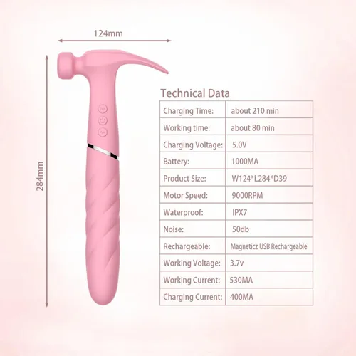 Vista 5 de Vibrador Punto G Martillo de doble cabeza Martillo vibrador huevo vibrante Mujer Juguetes sexuales para adultos Masturbándose Juguetes sexuales