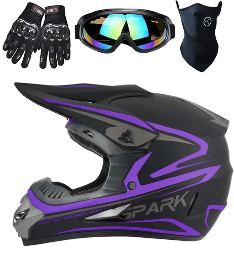 Vista 13 de Casco para niños y jóvenes para bicicleta de tierra, motocross, todoterreno, motocicleta, ATV, UTV, bicicleta de calle, Combo de guantes, gafas
