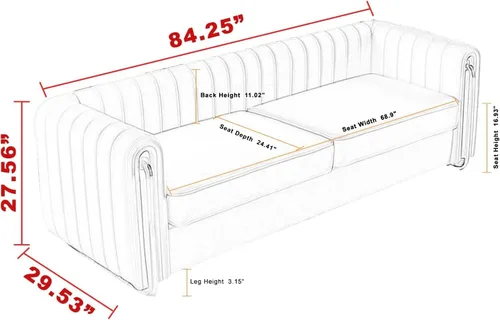 Vista 2 de Sofá/sofá moderno de terciopelo, sofá de sala de estar, sofá tapizado, sofá de dos plazas con patas doradas y 2 cojines para sala de estar Beige