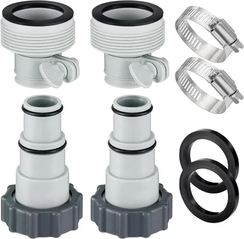 Vista 9 de PAMASE Adaptador de manguera de piscina A - Conector de conversión para mangueras de 1.5 y 1.25 pulgadas con juntas de abrazadera, piezas