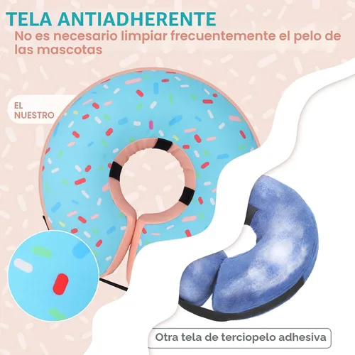 Vista 4 de Supet - Collar isabelino inflable para recuperación, posoperatorio Donut Azul