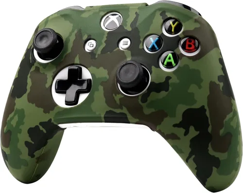 Vista 2 de RALAN Funda protectora de silicona antideslizante compatible con Xbox One SX con 12 empuñaduras de pulgar moradas