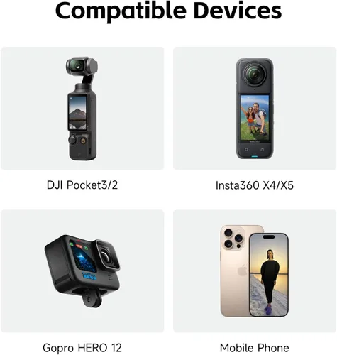 Vista 2 de Movmax Brazo de cuchilla para DJI Pocket 3, insta360/Gopro Hero, soporte de cámara con ventosa con tornillo de 1/4, DJI Osmo Pocket 3 Accesorios