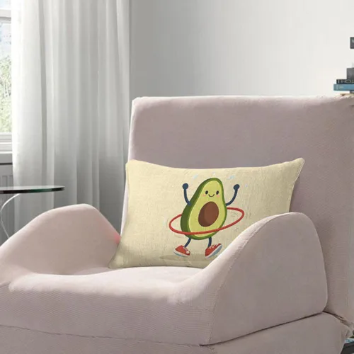 Vista 3 de AOYEGO Funda de almohada decorativa 12x20 pulgadas con diseño de aguacate haciendo ejercicio con aro hula hoop, fundas de almohada rectangulares