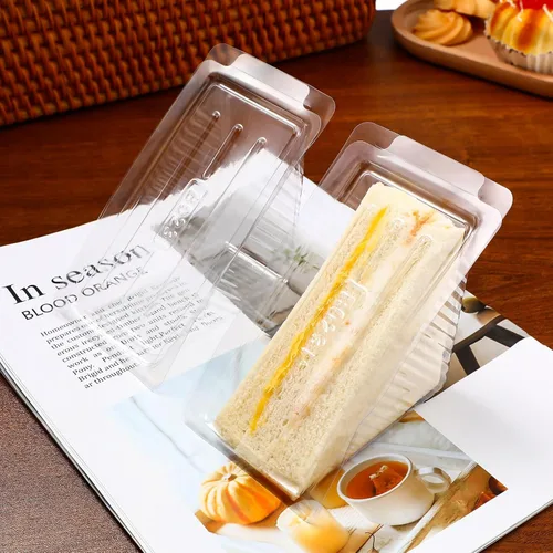 Vista 9 de DOITOOL Sandwich Case 50PCS Caja de embalaje de sándwich de plástico, recipientes de magdalena triángulo transparente para panadería, restaurante