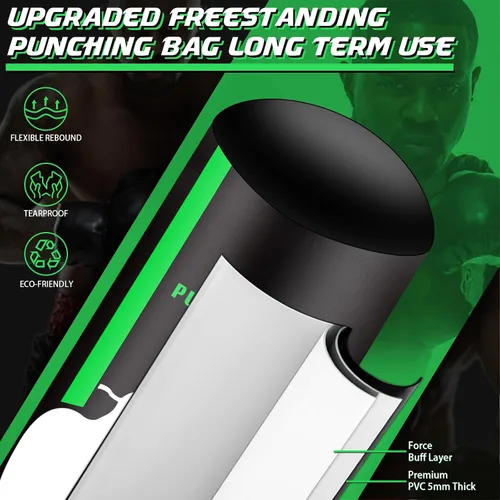 Vista 3 de Freestanding Punching Bag with Gloves, 70'' Heavy Boxing Bag with Stand for Adult Teens, Standing Women Men Inflatable Kickboxing Bags for Beginners