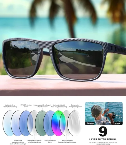 Vista 5 de Gafas de sol polarizadas para hombre, gafas de sol clásicas para mujer, protección UV para pesca, conducción, golf