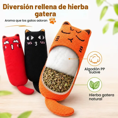Vista 8 de Legendog - 5 piezas de juguete para gatos, masticable, resistente a mordeduras, diseño de gato, rellenos Varios