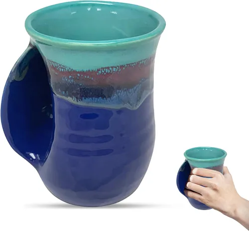 Vista 19 de Clay in Motion - Taza calentadora de manos para diestros, diseño Ocean Tide Marea del Océano