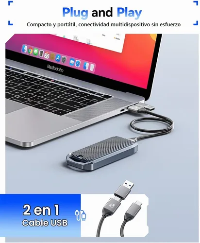 Vista 6 de ORICO Carcasa para SSD M.2 USB4 de 40 Gbps, soporta SSD M.2 NVMe de hasta 8 TB, funda de aleación de aluminio con aletas, cable USB-C a USB-A y C 2