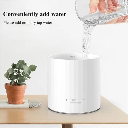 Vista 4 de Humidificador de doble boquilla humidificador de aire USB 900ML capacidad de agua Cool Mist Maker Fogger con luz nocturna colorida Humidificador Rosa