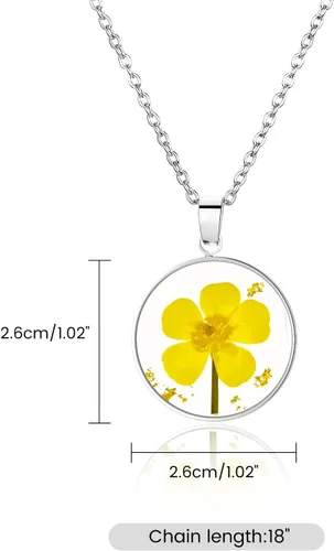 Vista 50 de Pressed Flower Necklace Gift for Women Personalized Handmade Necklaces Birth Flower Necklace
