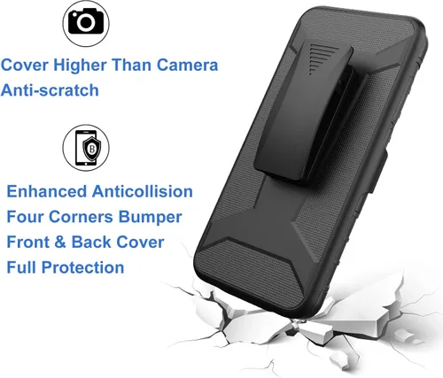 Vista 6 de Ailiber Funda para Motorola Moto G Play 2023, funda con protector de pantalla de vidrio templado, funda giratoria con clip para cinturón