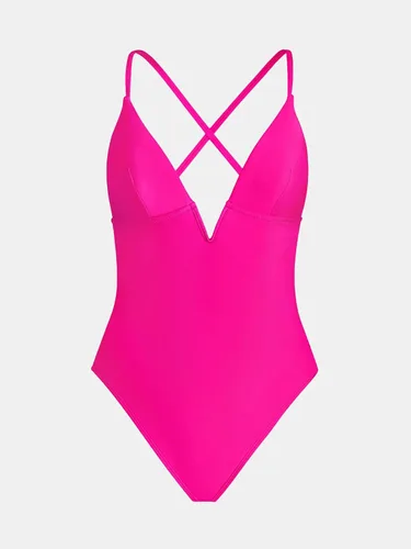 Vista 5 de CUPSHE Traje de baño de una pieza para mujer, cuello en V profundo, correa ajustable en la espalda entrecruzada