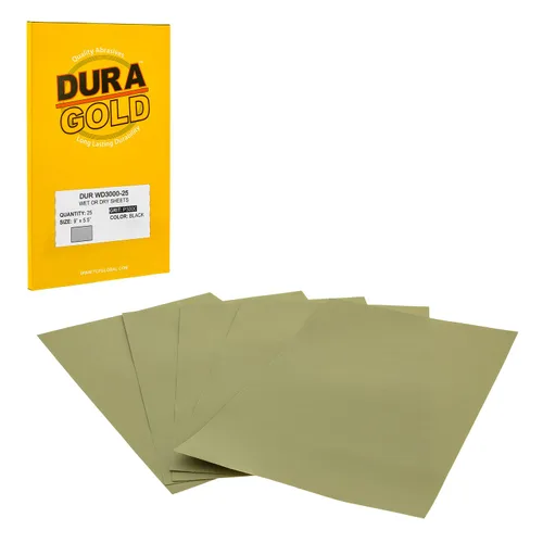 Vista 17 de Dura-Gold Hojas de papel de lija húmedas o secas de 5-1/2 x 9 pulgadas, variedad de grano 150, 220, 320, 400, 600 (5 cada una, 25 en total) - Lijado