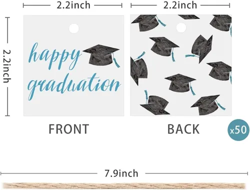 Vista 2 de 50 etiquetas de regalo de graduación, regalos de fiesta de graduación de felicitaciones para escuela secundaria o feliz universidad suministros