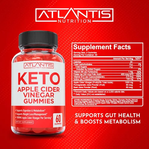 Vista 8 de Atlantis Nutrition 60 gomitas de refuerzo de testosterona + 60 gomitas de vinagre de sidra de manzana Keto