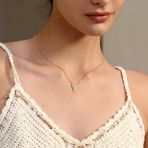 Vista 3 de Gold Pendant Necklace for Women, Dainty Diamond Necklaces for Women Simple 14K Gold Plated Paperclip Choker Necklaces Cute Minimalist Open Oval