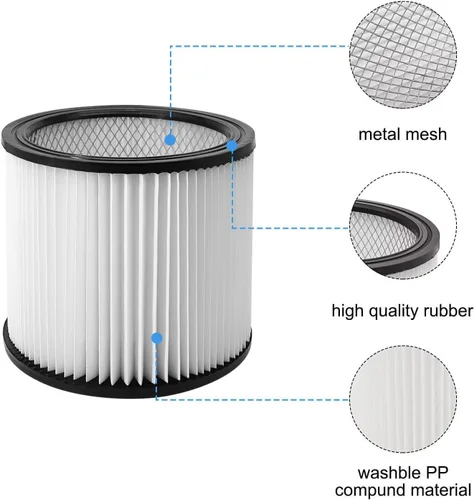 Vista 3 de Filtro de repuesto para Shop Vac 90304 90350 90333, bolsas de vacío para aspiradora Shop Vac de 5 a 8 galones, filtro de funda de espuma 90585