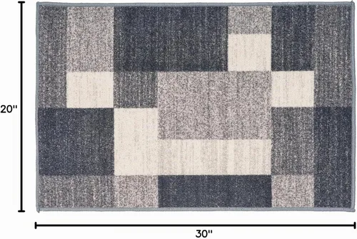 Vista 2 de Rugshop Modern Boxes - Alfombra antideslizante para sala de estar y dormitorio, color gris, 20 x 30 pulgadas