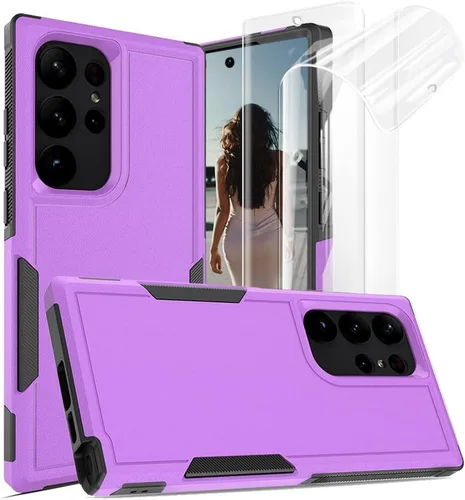 Vista 19 de Jeylly Funda para Samsung Galaxy S10 Plus S10+, ajuste delgado, doble capa, resistente, absorción de golpes, TPU con carcasa trasera de Negro