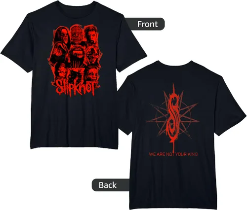 Vista 6 de Slipknot Camiseta oficial con parche rojo con texto en inglés «We are Not Your Kind», talla S