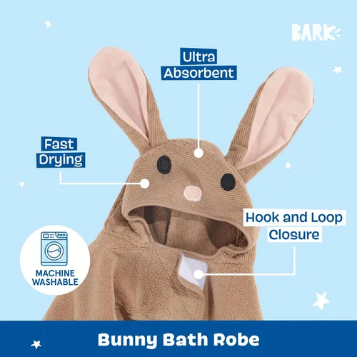 Vista 2 de BARKBOX - Albornoz para perros, tamaño mediano Toalla de baño de microfibra de secado rápido, cierre de velcro y lazo envolvente, lavable a
