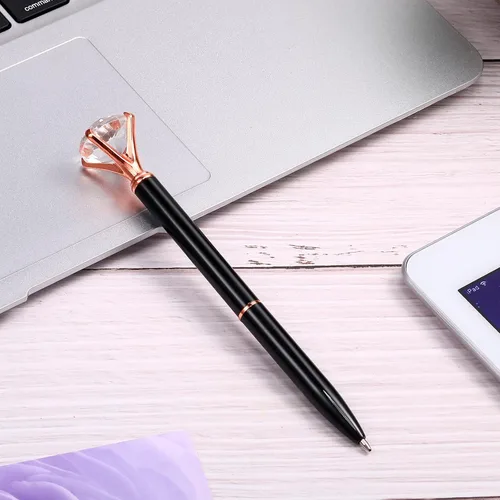 Vista 4 de Leinuosen 50 bolígrafos de diamante con diseño de cristal, tinta negra, bolígrafos unisex, perfectos para despedida de soltera, oficina, escuela