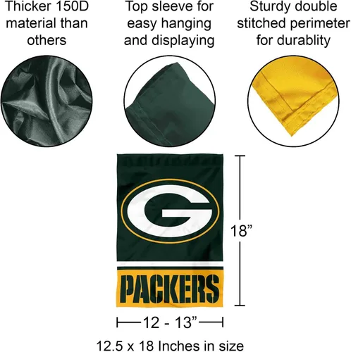 Vista 3 de Green Bay Packers bandera de jardín de dos lados