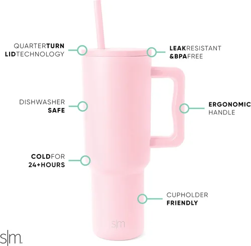 Vista 6 de Simple Modern Vaso de 40 onzas con asa, tapa de popote y vaso de 40 onzas con asa y tapa para popote