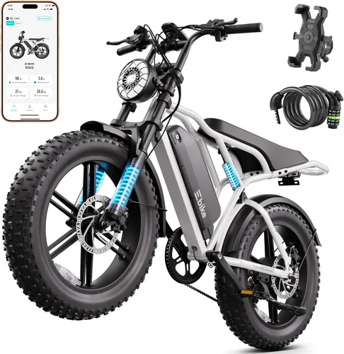 Vista 14 de Electric Bike for Adults,2000W Peak,20"x4"Fat Tire,48V Removable Battery 2-Negro carbón