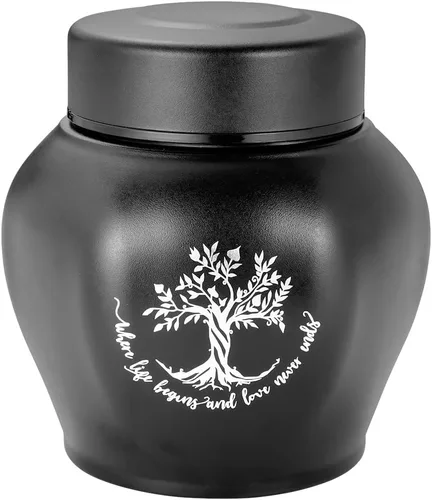 Vista 10 de SOITIS Urna mediana de hasta 140 libras para cenizas humanas adultas, urna decorativa de acero inoxidable de 7.3 pulgadas, árbol de la vida