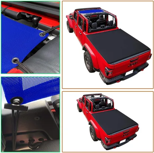Vista 3 de Shadeidea - Parasol para capota de automóvil, parte delantera, funda de malla de color azul, bloqueador ultravioleta con bolsa de transporte
