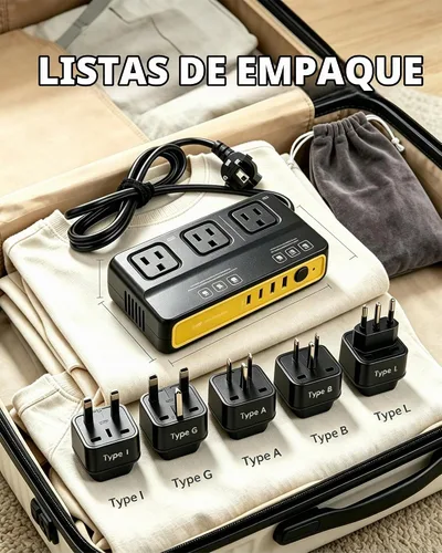 Vista 7 de Convertidor de corriente de 220 V a 110 V de la UE a EE. UU., Convertidor de voltaje de 2000 W para viajes por Europa, convertidor de corriente