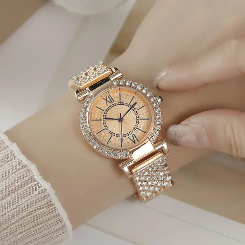 Vista 2 de CdyBox Reloj de pulsera clásico de cristal de lujo para mujer, reloj de pulsera analógico de cuarzo