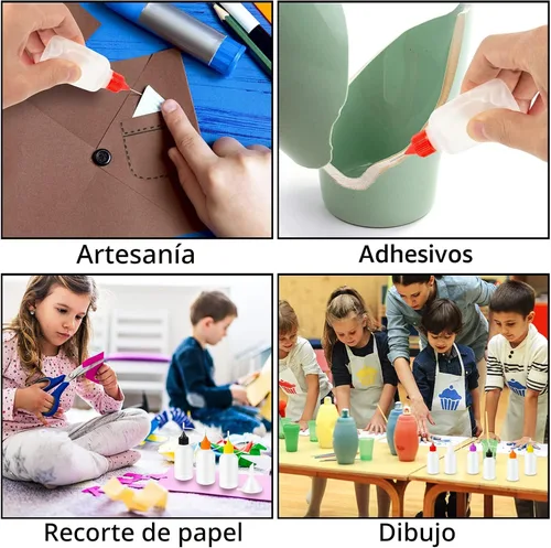 Vista 6 de 18 piezas de botellas aplicadoras de pegamento de punta de aguja de precisión, 6 colores de 30 ml/1 oz botella de compresión de punta de aguja fina