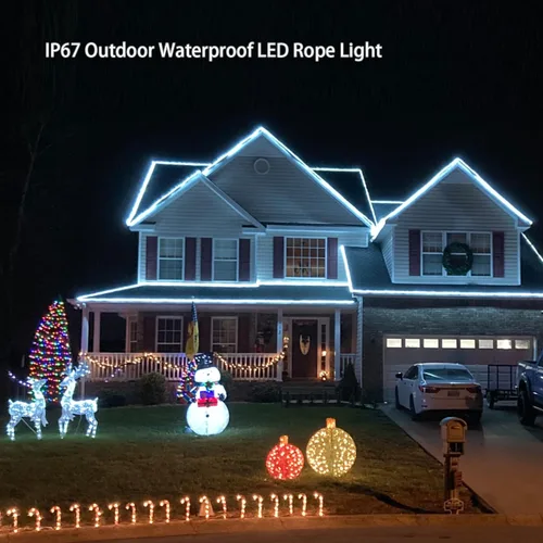 Vista 2 de Cuerda de luces LED para exteriores, luz diurna blanca de 6500 K, impermeable, 432 LED, 40 pies, 39.4 ft, enchufe flexible de 110 V