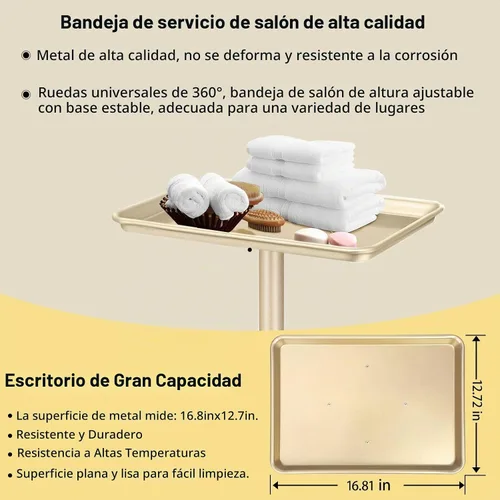 Vista 2 de Bandeja de salón, oro champán, altura ajustable, fácil de instalar
