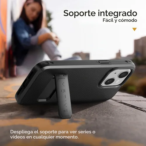Vista 8 de MOTIVE Funda para iPhone 15 con clip para cinturón y soporte, magnética Negro