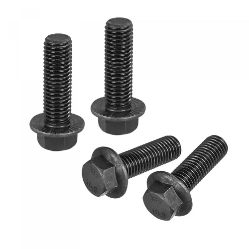 Vista 6 de uxcell Pernos de brida dentada hexagonal M14-0.079x1.378 in Tornillos de acero al carbono de grado 10.9 4pcs