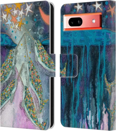 Vista 20 de Head Case Designs Officially Licensed Wyanne Blue Watercolour Bear Animals 2 Leather Wallet Case Compatible with Google Pixel 7a